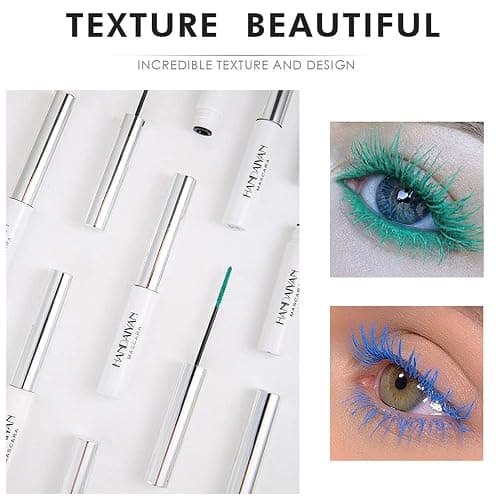 9 Colors Colored Mascara Set for Eyelashes, Red Pink Purple Blue White Black Halloween Rainbow Colorful Mascara Waterproof Charming Long Lasting Voluminous Eye Makeup Valentine's Day Gifts for Women thumbnail 3