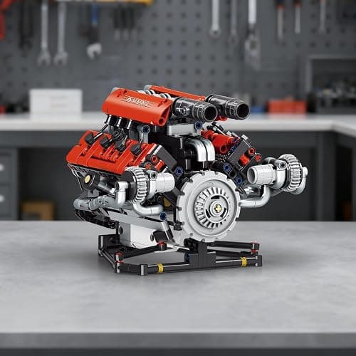 BeepZipp V8 Engine Model Kit Building Blocks, 653PCS Building Toys for Adults Teens, Motorized Model with Lights STEM Construction Engineering Toy, DIY Project Ideal Gift for Men thumbnail 7