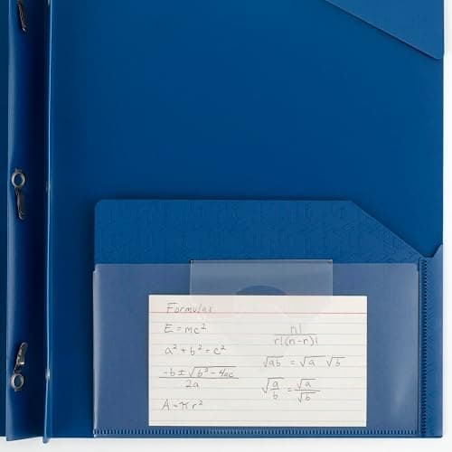 Five Star 2 Pocket Folder, Stay-Put Folder, Plastic Colored Folders with Pockets & Prong Fasteners, for Home, School Supplies & Home Office, 11” x 8-1/2”, Blue (72115) (Pack of 2) thumbnail 7