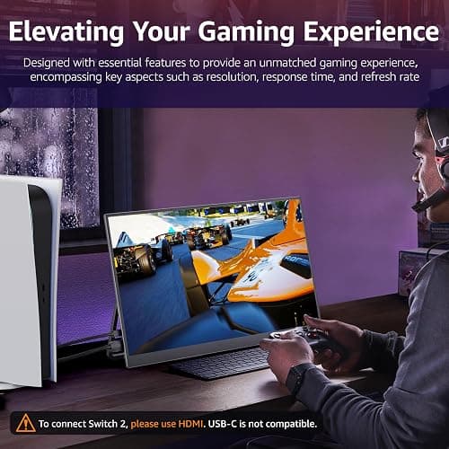 VisionOwl Large Portable Monitor 18.5-Inch 1080P FHD 100Hz Refresh Rate Laptop Monitor, 125% sRGB, IPS Panel, USB-C & HDMI for Laptop, PC, Mac, PS5, Xbox, Built-in Kickstand, Speakers, VESA Mountable thumbnail 6