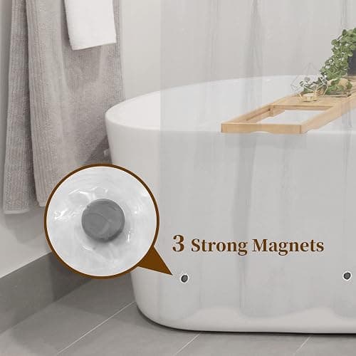Barossa Design Plastic Shower Liner Clear - Premium PEVA Shower Curtain Liner with Rustproof Grommets and 3 Magnets, Waterproof Cute Lightweight Standard Size Bathroom Curtains - Clear thumbnail 8
