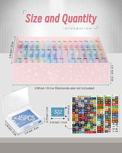 forever young 45pcs Diamond Painting Storage Containers Trays, Diamond Art Accessories Diamond Painting Trays with Lids, 2-in-1 Storage, Bead Storage & Line-Up, Box Package thumbnail 7