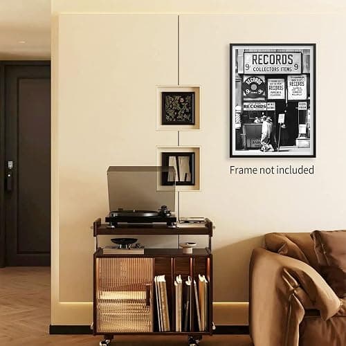 VERENIX Fashion Black And White Photography Wall Art Vintage Preppy Record Shop Poster Retro Trendy Music Art Aesthetic Canvas Print for Music Lovers Gifts 12x16 inch Unframed thumbnail 5