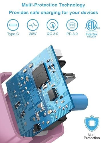 iPhone 14 13 12 Fast Charger 20W PD USB C Wall Charger with 6FT Fast Charging Cable for iPhone 14/14 Pro/14 Pro Max/14 Plus/13/12/11/Pro/Pro Max/Mini/Xs Max/X, iPad - Pink thumbnail 3