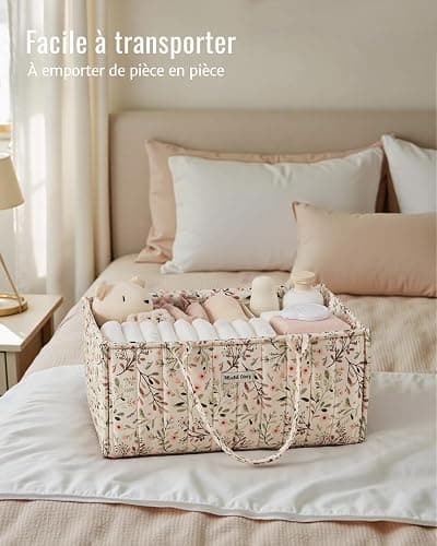 Blissful Diary Nappy Caddy Organiser, Baby Diaper Caddy for Nappy Station, Stylish Storage Basket for Newborn Essentials, Baby Shower Gifts for Girl or Boy,Pastoral Daisy thumbnail 5