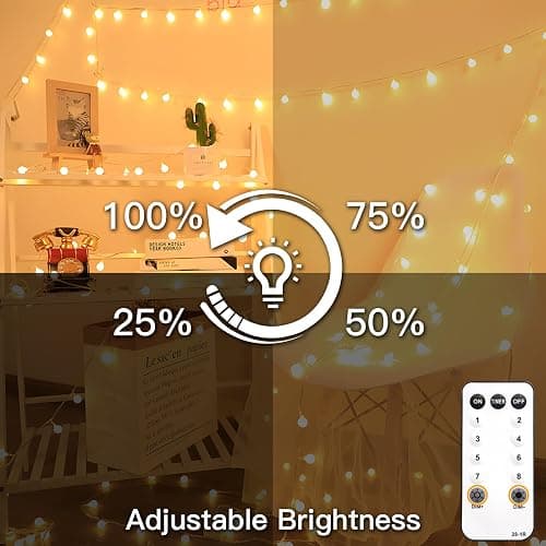 suddus String Lights for Bedroom, 33ft 100 Led Connectable Globe String Lights Indoor, Hanging Fairy Lights Plug in with Remote for Kids Room Dorm Classroom Outdoor Christmas Tree Decor, Warm White - 100 LED CONNECTABLE - PLUG - Warm White thumbnail 6
