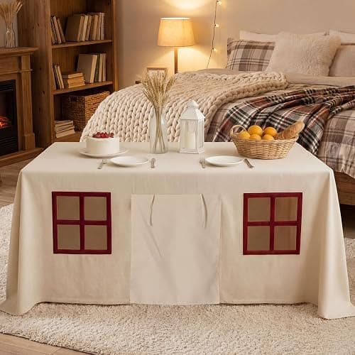 Oudain Large Playhouse Table Cloth Table Fort Tent Cover Playhouse Indoor Outdoor Tablecloth for Birthday Party Playground Play Accessory thumbnail 4
