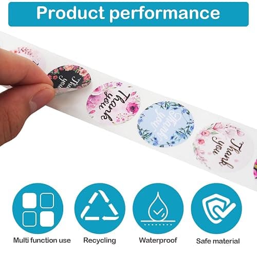 1000 Pieces Thank You Stickers, Round Seal Label Stickers for Greeting Cards Gift Envelopes Boxes Party Decoration Handmade (1'' and 2 Rolls) thumbnail 4
