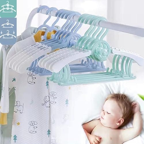 HGYZE Baby Nursery Closet Hangers, Non-Slip and Extendable Laundry Infant Pant Hangers for Newborn Clothes - 20pcs Colourful Gifts - Adjustable Children Coat Hanger for Girl Boy Toddler Kid, Colorful thumbnail 8