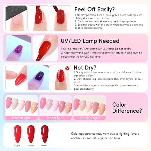COSCELIA 40PCS Gel Nail Polish Set, 36 Winter Colors Gel Polish Set with Glossy Matte Sliver Top Base Coat Nude Red Brown Blue All Seasons Colors Nails Valentines Day Gifts for Women Teens Girls thumbnail 7