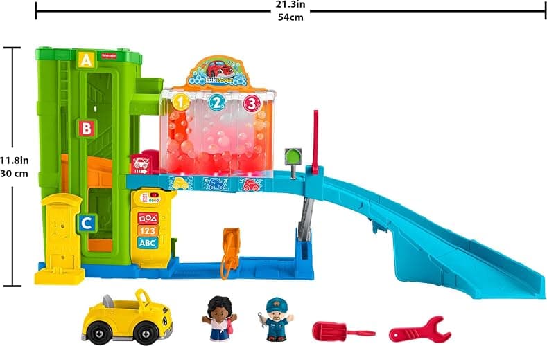 Fisher-Price Little People Toddler Toy Light-Up Learning Garage Playset with Smart Stages, Car & Ramp for Pretend Play Kids Ages 1+ Years thumbnail 6