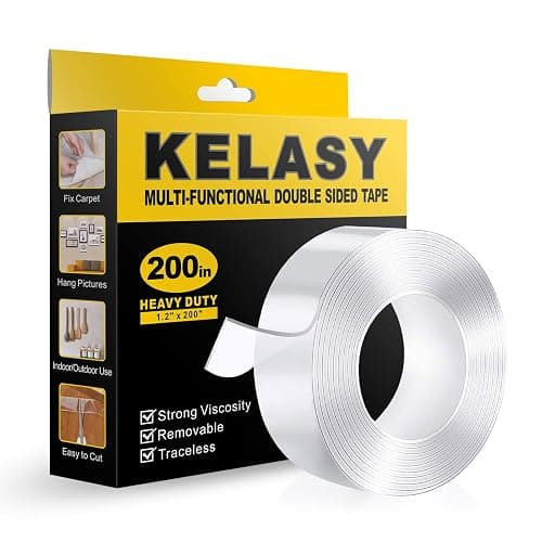Double Sided Mounting Tape,1.2" x 200",Heavy Duty Removable Nano Adhesive Tape for Walls,Adhesive Strips Strong Sticky Gel Grip Tape,Transparent Poster Tape Wall Tape for Picture Carpet Decoration - Image 1