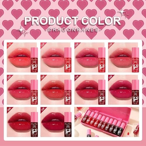 Eakroo 10 Colors Lip Tint Stain Set, Korean Lip Gloss Watery Lip Stain Tint Moisturizing Mini Liquid Lipstick Set, Multi-Use Lip and Cheek Tint, Non-Stick Cup, High Pigment, Long-Lasting, Vivid Color thumbnail 6