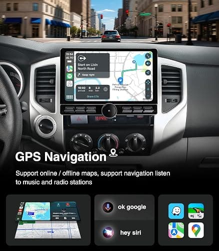 10 inch Car Stereo Dash Kit Replacement for Toyota Tacoma Radio Upgrade 2005-2015,QLED Touch Screen Head Unit w/Wired Wireless CarPlay Andriod Auto GPS Navigation 5GWiFi FM/AM (10 inch 4G+64G) thumbnail 3