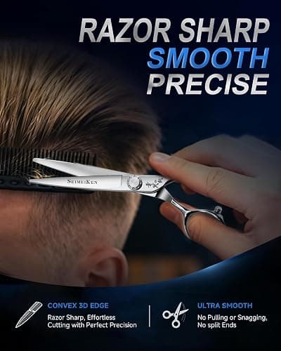 SEIMEIKEN Professional Hair Cutting Scissors 6" Japanese 440C Hair Scissors | Hair Cutting Shears for Men Women, Ultra-Sharp Smooth Cuts, with Combs, Haircut Scissors for Barbers, Home Stylists thumbnail 5