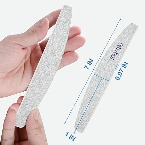 Nail Files (12 Pack), 100/180 Grit Wooden Emery Board Nail File Double Sided Wood Emory Fingernail Files for Natural Nails Professional Reusable Manicure Pedicure Curved thumbnail 7