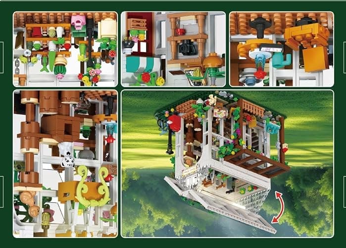HOGOKIDS Flower House Building Set with LED Light - 1332 PCS Garden House Buiding Toy with Flowers Potted Plants Parrot Cat Animals Playset Greenhouse Model Xmas Gift for Adults Teens Girls Ages 8+ thumbnail 13