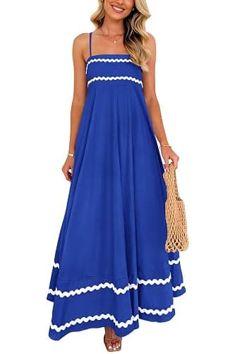 PRETTYGARDEN Women's 2025 Summer Flowy Maxi Dress Casual Sleeveless Spaghetti Strap Ruffle Beach Long Dresses - Image 1