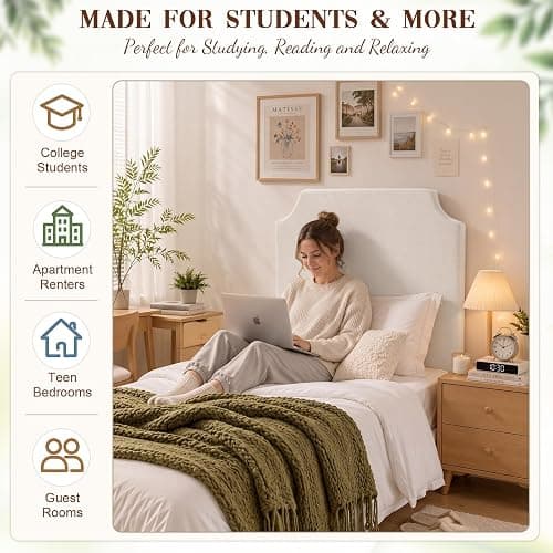 Fumete Upholstered Twin/Twin XL DIY Headboard 40" W x 36" H, College Bedding Headboard Wingback, Cream Beige Linen Cushion, No Assembly Required and Compression Packed thumbnail 5