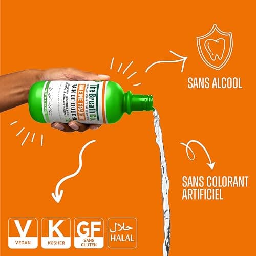 The Breath Co - Bain de Bouche Sans Alcool - Formule développée par un dentiste - Haleine Fraîche pendant 12 heures* - Menthe Douce, 500ml thumbnail 2