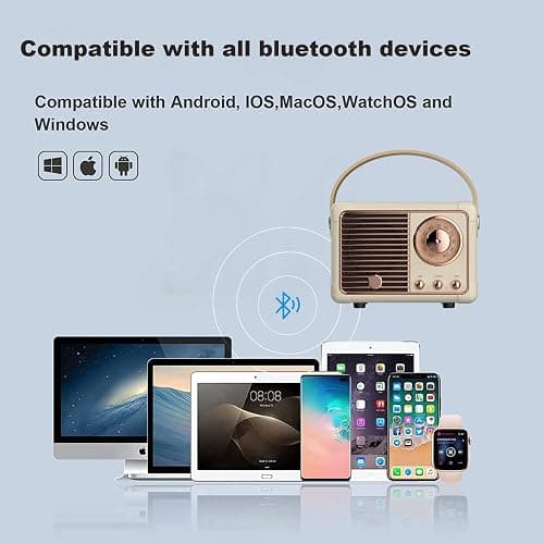Dosmix Retro Bluetooth Speaker, Vintage Decor, Portable Wireless Bluetooth Speaker, Cute Old Fashion Style for Kitchen Desk Bedroom Office Outdoor Accessories for iPhone Android (Yellow) thumbnail 4