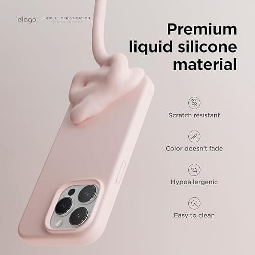 elago Compatible with iPhone 15 Pro Case, Liquid Silicone Case, Full Body Protective Cover, Shockproof, Slim Phone, Anti-Scratch Soft Microfiber Lining, 6.1 inch (Lovely Pink) thumbnail 3