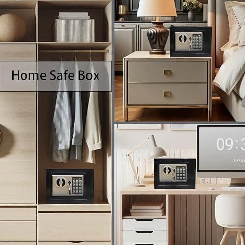 Yuanshikj Electronic Deluxe Digital Security Safe Box Key Keypad Lock Home Office Hotel Business Jewelry Gun Cash Use Storage money (BLACK) thumbnail 5