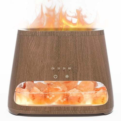 SALKING 2-in-1 Himalayan Salt Lamp Diffuser, Cool Mist Humidifier, Aromatherapy & Himalayan Salt Therapy, 100% Pure Himalayan Salt, Ultrasonic Essential Oil Diffuser with Ambient Glow, 150ml (Dark) - Image 1