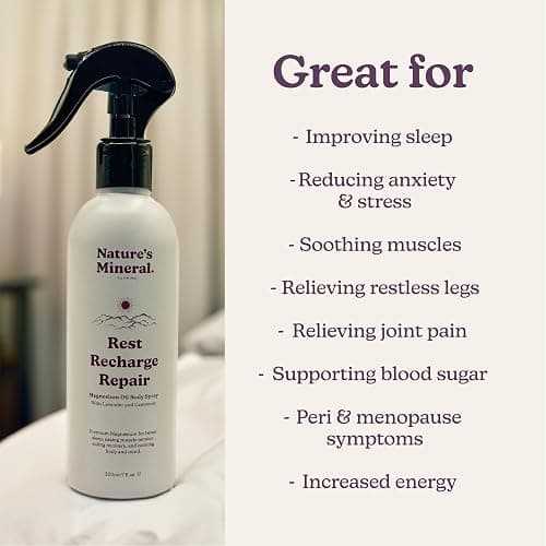Rest Recharge Repair Magnesium Spray - Magnesium Supplements/Muscle Recovery & Stress Relief Supplement - Soothing Lavender & Chamomile Blend in Oil Spray Bottle - 200ml 1,200 Sprays thumbnail 4