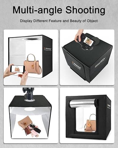 DUCLUS Light Box Photography, 16x16 inch Portable Photo Studio Box with 160 LED Dimmable Lights, 6 PVC & 2 Paper Backdrops for Product Photography. - 16*16 inch thumbnail 6