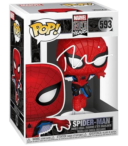 Tobey Maguire Spider-Man #593 Facsimile Signed Reprint Laser Autographed Funko POP! Marvel Figurine with Protector Case - Image 1