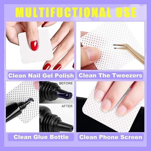 NXJ INFILILA Lint Free Nail Wipes, 540PCS Non-Woven Fabric Dry Nail Prep Wipes, Super Absorbent Nail Polish Remover Wipes Lash Extensions Glue Nail Cleaning Pads for Salon Supplies thumbnail 6