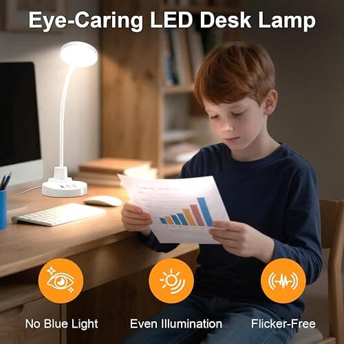 60 LED Desk Lamp with USB Charging Ports – Dimmable Table Lamp with 3 Color Temps, 5 Brightness, 4 Timers, 15W Flexible Gooseneck Light with Base, Eye-Caring Reading Light for Home Office, Bedroom thumbnail 3
