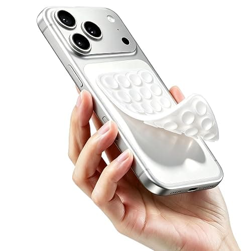 DreamsLink.LC Silicone Double-Sided Suction Cup Phone Case Detachable Mount, Fidget Sticky Phone Grip Hands-Free for Selfies & Videos, Trending TikTok Items Gift for Content Creator(White, Small) - Image 1