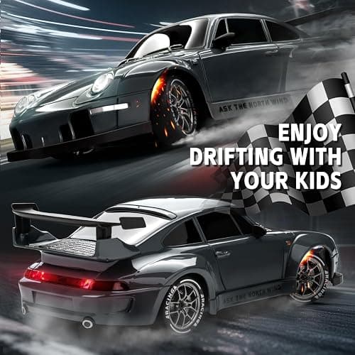 RC Drift Car, 1:24 Scale Remote Control Vehicle with LED Lights, 2.4GHz 20KM/H 4WD High Speed RC Cars, Drifting Tires＆Two Batteries, Racing Sports Toy Idea Gift for Adults Boys Girls and Kids thumbnail 3