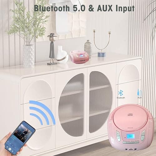 WIITHINK Portable CD Player Boombox with Bluetooth,FM Radio,USB MP3 Playback,AUX-in,Headphone Jack,CD-R/RW and MP3 CDs Compatible,Small CD Player for Home or Outdoor thumbnail 6