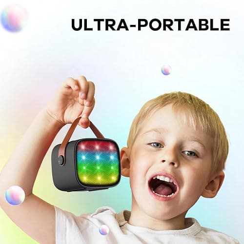 YLL Mini Karaoke Machine with 2 Wireless Microphones for Kids Adults, Portable Bluetooth Speaker, 2025 Top Christmas Birthday Gift for Boys Girls 3, 4, 5, 6, 7, 8, 9, 10, 12+ Years Old Toddler (Black) thumbnail 8