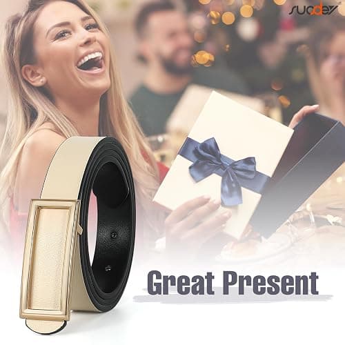 SUOSDEY Women Reversible Leather Belt thumbnail 7