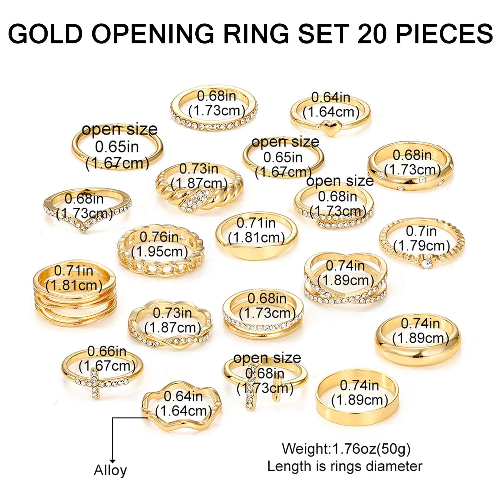 EDLMKM Ladies Gold Ring Set, Gold Chunky Ringss, GGold Rings Set for Women, Dainty Simple Fashion Stackable Finger Rings Pack thumbnail 2