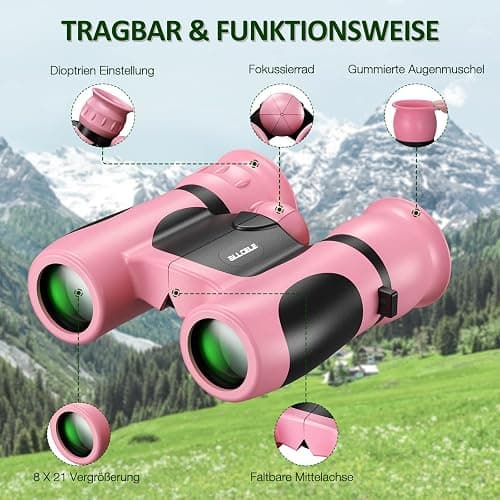 ALLCELE Fernglas für Kinder, Kinderfernglas mit starker Vergrößerung 8 x 21, Outdoor Exploration Ferngläser Spielzeug für Junge Mädchen ab 3-12 Jahre. thumbnail 3