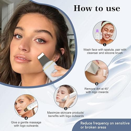 GUGUG Skin Scrubber Face Spatula Skin Spatula Pore Cleaner Blackhead Remover Tools for Facial Deep Cleansing-4 Modes -White thumbnail 5
