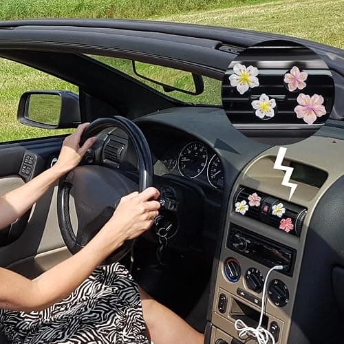 Cute Car Air Fresheners Vent Clips 6 PCS, Flower Air Vent Clips Pink Car Accessories Interior Aesthetic Women Automobile Air Conditioning Vents Decorations thumbnail 4