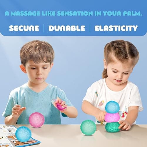 3pc Stress Balls for Adults, Squishy Ball Sensory Textured Memory Gel Fidget Toys for Kids/Adults Hand Exercises, Valentines Day Party Favors Anxiety Relief Squeeze Ball(1.80“) thumbnail 3