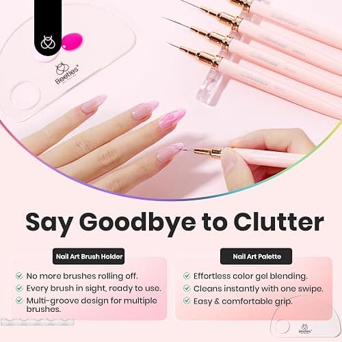 Beetles Nail Art Pens, 5pcs Nail Art Brushes Liner Brushes for Nails | 5pcs liner brush set with metal handle and size variety for long lines, detailed painting and nail art designs thumbnail 7