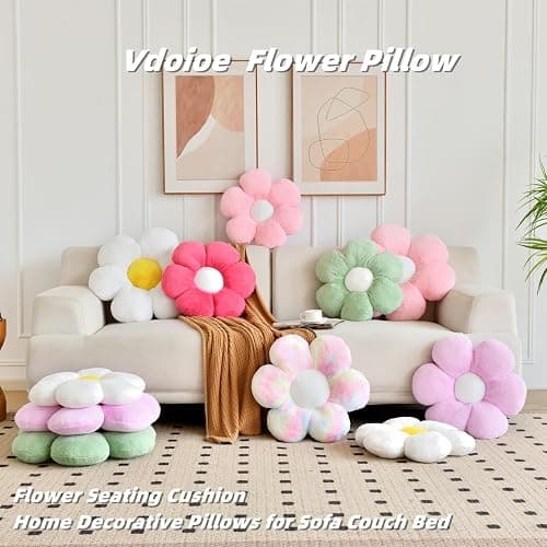 Vdoioe Pink Flower Pillow，19.6In Floor Pillow Cushion Flower Shaped Throw Pillow Cute Flower Seating Cushion Home Decorative Pillows for Sofa Couch Bed thumbnail 3
