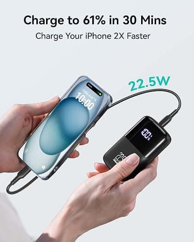 INIU Portable Charger, Smallest 22.5W 10000mAh Power Bank, USB C in/Output Fast Charging 3-Output Mini Battery Pack Charger with Phone Holder for iPhone 16 15 14 13 12 Samsung S23 Google iPad Tablet - black thumbnail 3