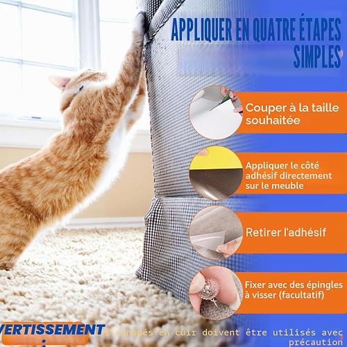 Wansiven Protection Griffe Chat Canapé, Transparent Protection Canape Anti Griffe, Résistant à l'usure et aux Rayures, adhésif Film Anti-griffures pour Chat et Chien, canapé, Porte (20 cm x 3 m) thumbnail 5