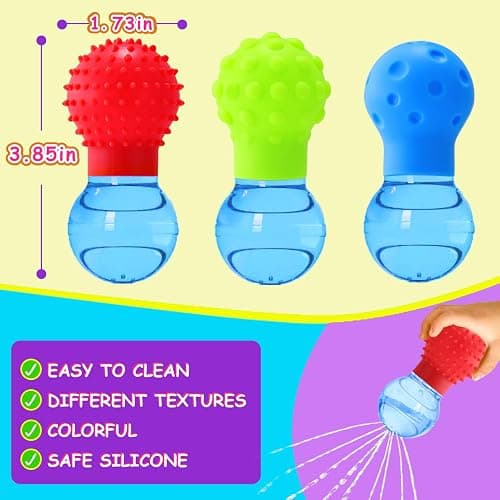 3Pack Bath Toys for Toddlers 1-3 - Sensory Squeezing Water Bathtub Toys for Kids | Bath Tub & Pool Floating Toys for Babies | Textured Sensory Bath Toys Gifts for Baby Boys & Girls Ages 1+ thumbnail 2