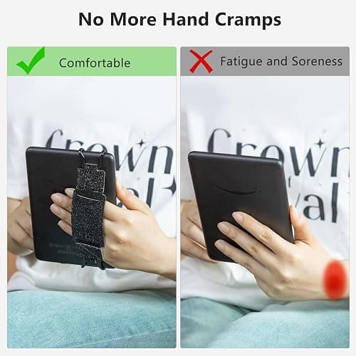 CoBak Secure Hand Strap for Kindle and Tablets - Versatile and Lightweight Finger Grip Holder for 6-7.5" Kindle/Kobo/Voyaga/Lenovo/Sony E-Book Tablet - High Elasticity, Blackstar-1 thumbnail 3