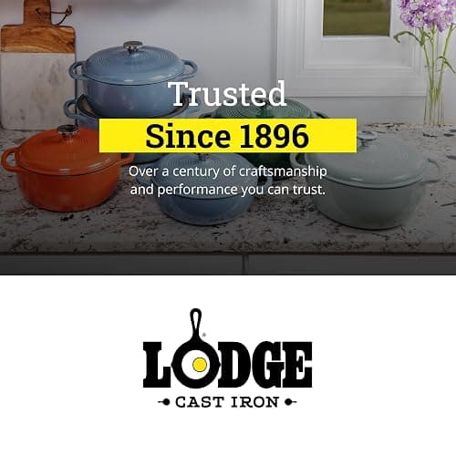 Lodge 3 Quart Enameled Cast Iron Dutch Oven with Lid – Dual Handles – Oven Safe up to 500° F or on Stovetop - Use to Marinate, Cook, Bake, Refrigerate and Serve – Storm Blue thumbnail 7